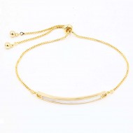 Gold Plated Lariat Bracelets with Mother of Pearl - 10.50 inch Length