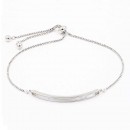 Rhodium Plated Lariat Bracelets with Mother of Pearl - 10.50 inch Length