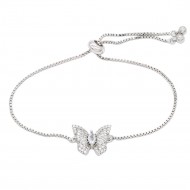 Rhodium Plated with Butterfly Lariat Bracelets