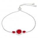 Rhodium Plated with Red Cubic Zirconia Lariat Bracelets
