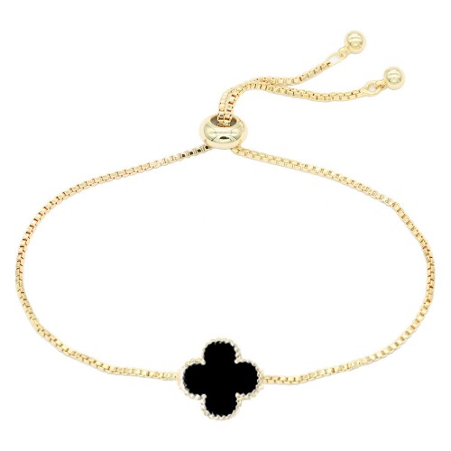 Gold Plated Lariat with Black Color CZ Stones