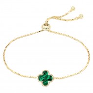 Gold Plated Lariat with Green Color CZ Stones