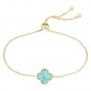 Gold Plated Lariat with Turquoise Color CZ Stones