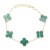 14K-Gold-Plated-With-5-Green-MOP-Clover-Lobster-Closure-Bracelets.-7"+1"-Gold