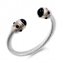 Two-Tone With White Pearl 7MM Cable Cuff Bracelets