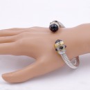 Two-Tone With Black Stone 7MM Cable Cuff Bracelets