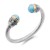 Two-Tone-With-Turqouise-Color-Stone-7MM-Cable-Cuff-Bracelets-Turquoise