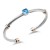 Two-Tone-With-Aqua-Blue-Stone-4MM-Cable-Cuff-Bracelets-Aqua Blue