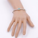 Two-Tone With Aqua Blue Stone 4MM Cable Cuff Bracelets