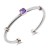 Two-Tone-With-Purple-Color-Stone-4MM-Cable-Cuff-Bracelets-Purple
