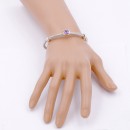 Two-Tone With Purple Color Stone 4MM Cable Cuff Bracelets
