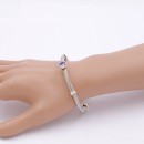 Two-Tone With Purple Color Stone 4MM Cable Cuff Bracelets