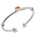 Two-Tone With Clear Stone 4MM Cable Cuff Bracelets