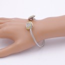 Two-Tone With Clear CZ Stone 3MM Cable Cuff Bracelets