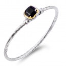 Two-Tone With Clear Stone 3MM Cable Cuff Bracelets