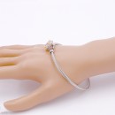 Two-Tone With Pink Stone 4MM Cable Cuff Bracelets