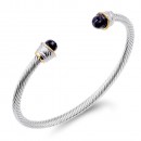 Two-Tone With Pearl 4MM Cable Cuff Bracelets