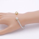 Two-Tone With Pearl 4MM Cable Cuff Bracelets