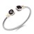 Two-Tone-With-Black-Stone-4MM-Cable-Cuff-Bracelets-Black
