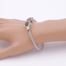 Two-Tone With Black Stone 4MM Cable Cuff Bracelets