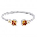 Two-Tone With Topaz Stone 4MM Cable Cuff Bracelets