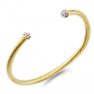 Gold Plated 4MM CZ Stone Cable Cuff Bracelets