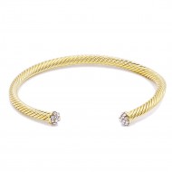 Gold Plated 4MM CZ Stone Cable Cuff Bracelets