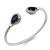 Two-Tone-Plated-With-Black-Stone-4MM-Cable-Cuff-Bracelets-Black