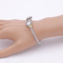 Two-Tone Plated 4MM Clear Stone Cable Cuff Bracelets