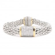 Two-Tone Plated Cable  Bracelets, 7.5''L