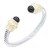 Two-Tone-With-Black-Color-Stone-7MM-Cable-Cuff-Bracelets.-Black