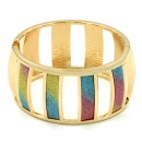Gold  Plated with Multi Color Hinged Glitter Bracelets