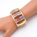Gold  Plated with Multi Color Hinged Glitter Bracelets