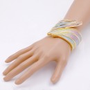 Gold Plated with Multi-Color Glitter Bangle Bracelets
