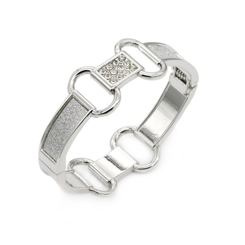 Rhodium Plated with Giltter Hinged Bangles