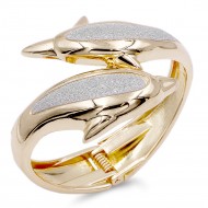 Gold Plated Gliter Dolphin Bangle
