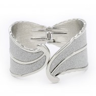 Rhodium Plated with Glitter Hinged bangles
