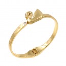Gold Plated Swan Shaped Hinged Bangles Bracelet for Women Jewelry