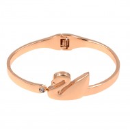 Rose Gold Plated with Swan Shaped Hinged Bangles Bracelet for Women Jewelry