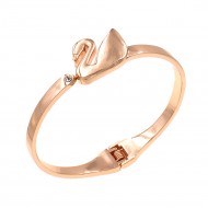 Rose Gold Plated with Swan Shaped Hinged Bangles Bracelet for Women Jewelry