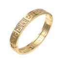 Gold Plated with Crystals Hinged Bangle Bracelet with Women
