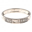 Rhodium Plated with Crystals Hinged Bangle Bracelet with Women