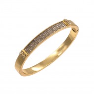 Gold Plated with Crystals Hinged Bangles for Women Jewelry