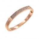 Rose Gold Plated with Crystals Hinged Bangles for Women Jewelry