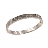 Rhodium Plated with Crystals Hinged Bangles for Women Jewelry