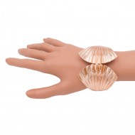Rose Gold Plated with Shell Shape Hinged Bangles Bracelet