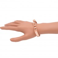 Rose Gold Plated with Clear Crystals Hinged Bangles Bracelet