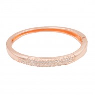 Rose Gold Plated with Clear Crystals Hinged Bangle Bracelet
