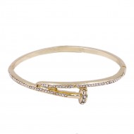 Gold Plated With Clear Crystal Nail Shape Bangles