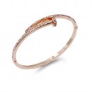 Rhodium Plated With Clear Crystal Nail Shape Bangle